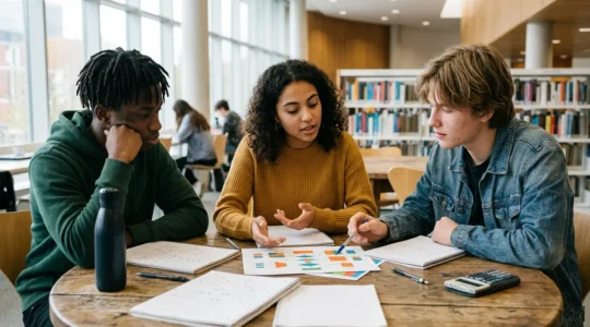 Lycéens en pleine réflexion sur leur orientation post-bac avec Parcoursup