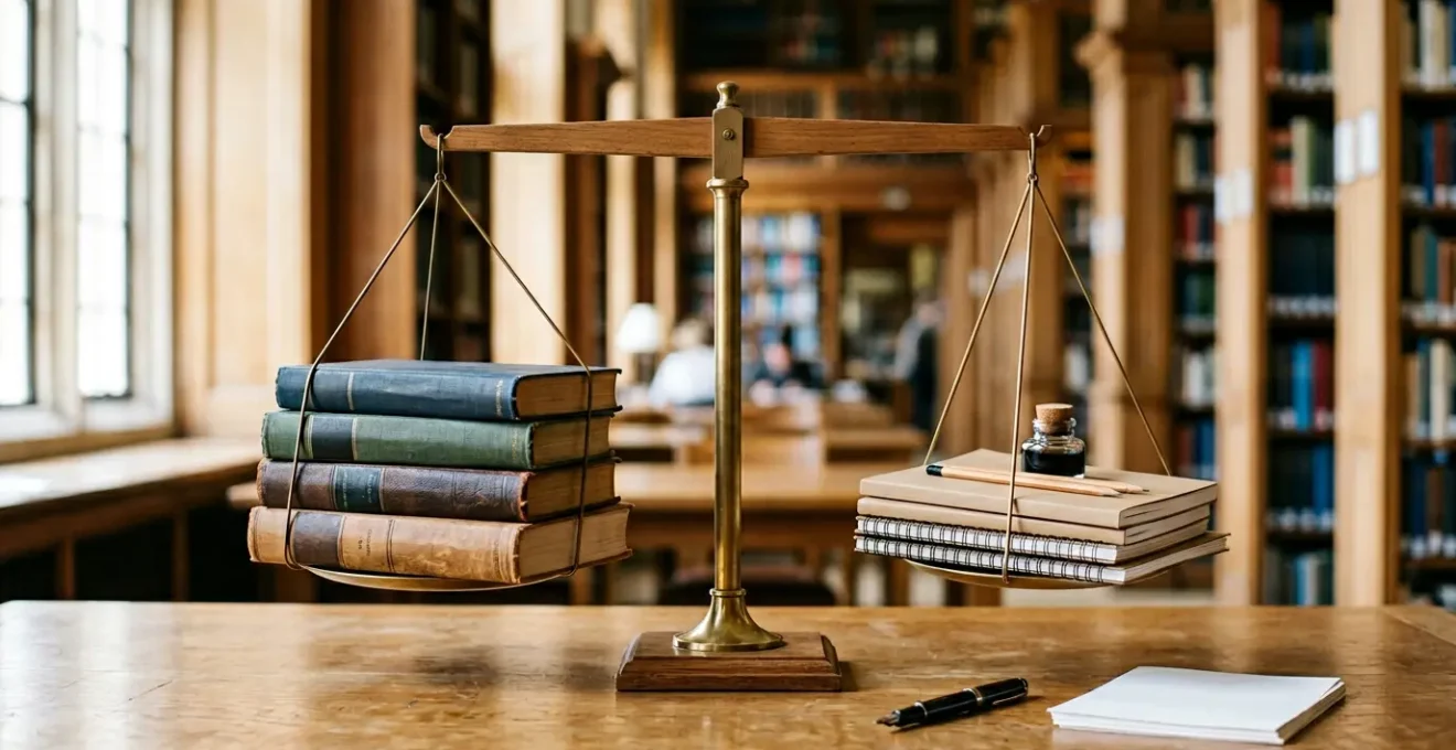 Vue conceptuelle d'un étudiant analysant stratégiquement son parcours universitaire avec des outils de calcul et de planification