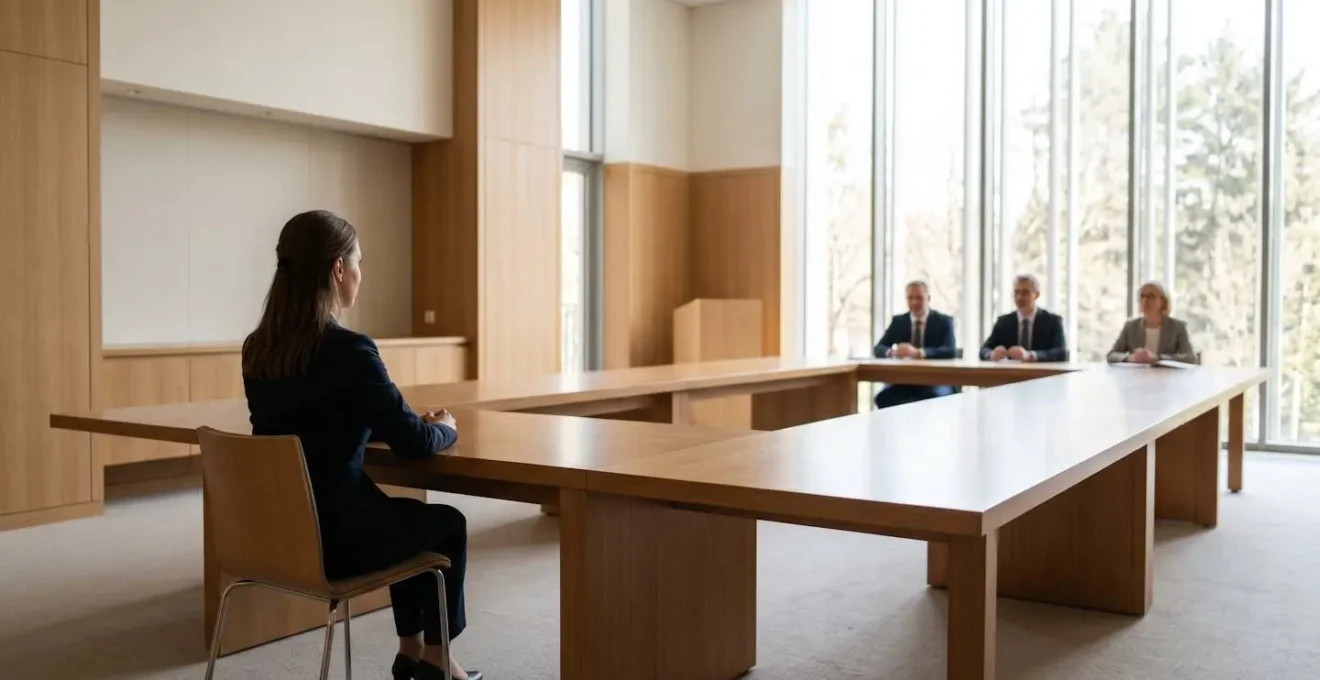 Candidat confiant face à un jury lors du grand oral d'un concours administratif