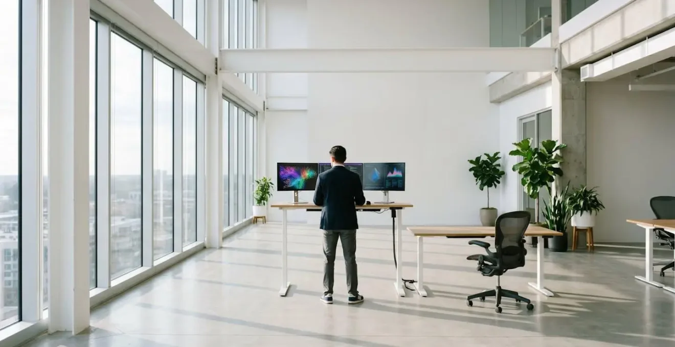 Environnement de travail moderne montrant l'autonomie technique d'un data scientist