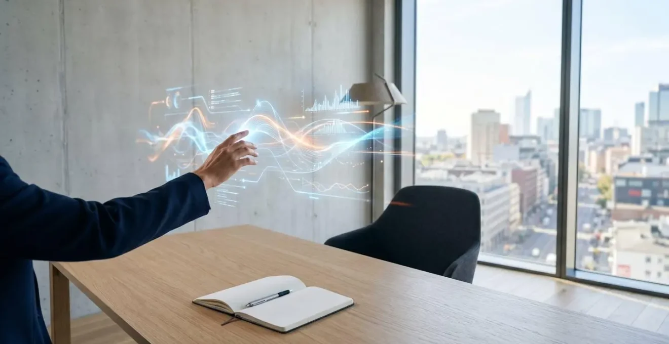 Espace de travail minimaliste montrant un système organisé de veille technologique en cybersécurité